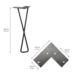 Wagner Möbelfuß Hairpin Twist Stahl 40 x 12 cm schwarz - 1 Stück