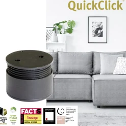 Wagner Möbelfuß Justus QuickClick Kunststoff Ø 4 x 2 cm schwarz - 4 Stück