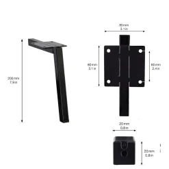 Wagner Möbelfuß ST 5420 Stahl 20 cm schwarz - 1 Stück