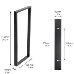 Wagner Möbelfuß Stahl 71 x 30 cm schwarz - 1 Stück