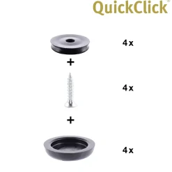 Wagner Möbelgleiter zum Anschrauben Black Slim schwarz grau Ø 20 mm - 4 Stück