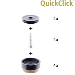 Wagner Möbelgleiter zum Anschrauben Syno schwarz braun Ø 17 mm - 4 Stück