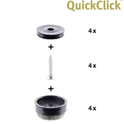Wagner Möbelgleiter zum Anschrauben Ultrasoft grau schwarz Ø 17 mm - 4 Stück