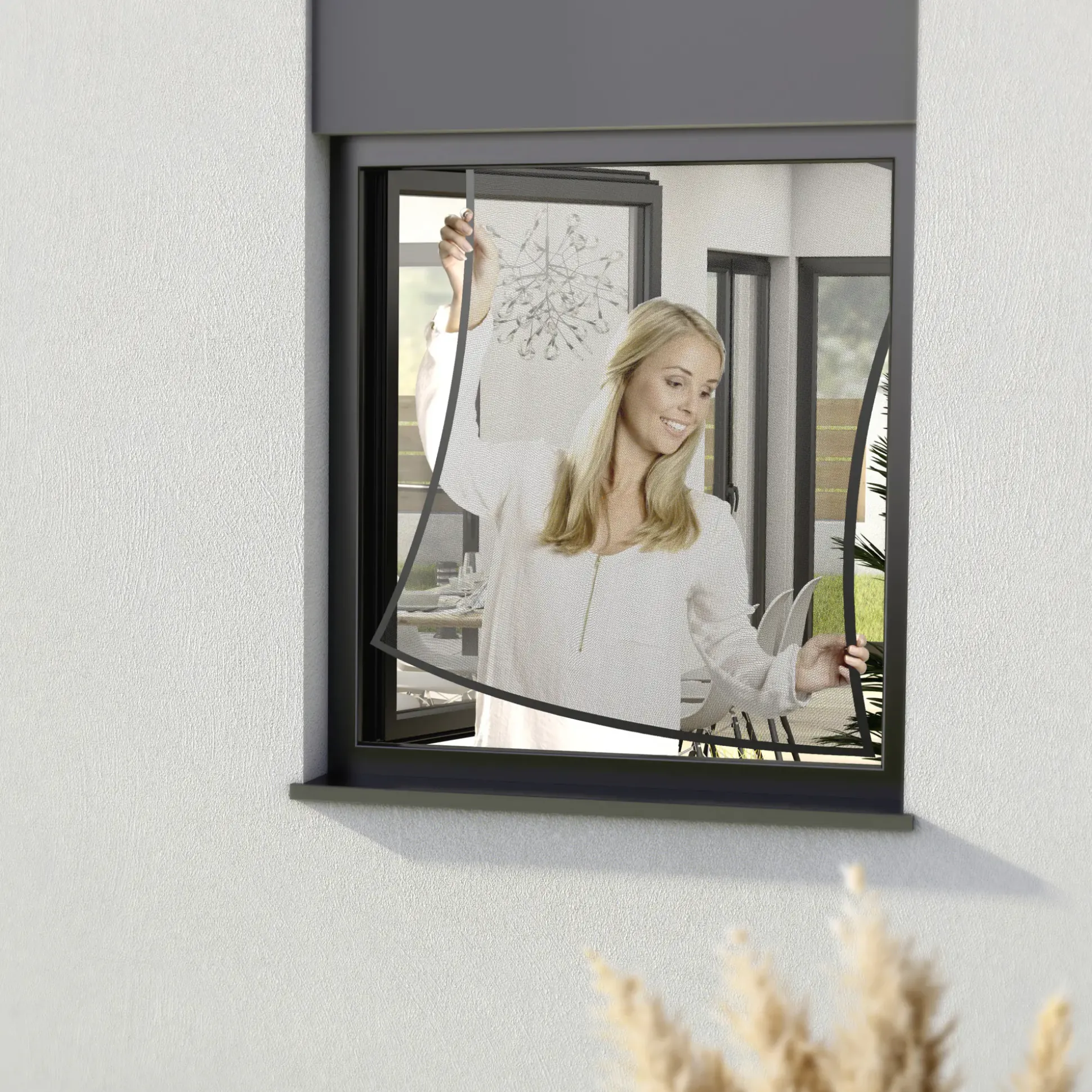Windhager Fliegenschutz-Fenster Pop-Up 100 x 120 cm anthrazit