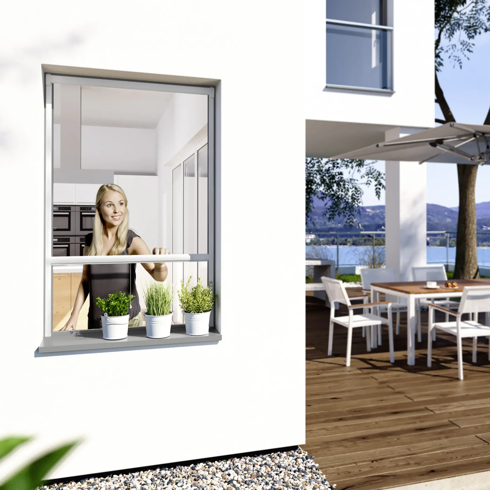 Windhager IS Maßrollo Fenster bis 130 x 160 cm schwarz/weiß