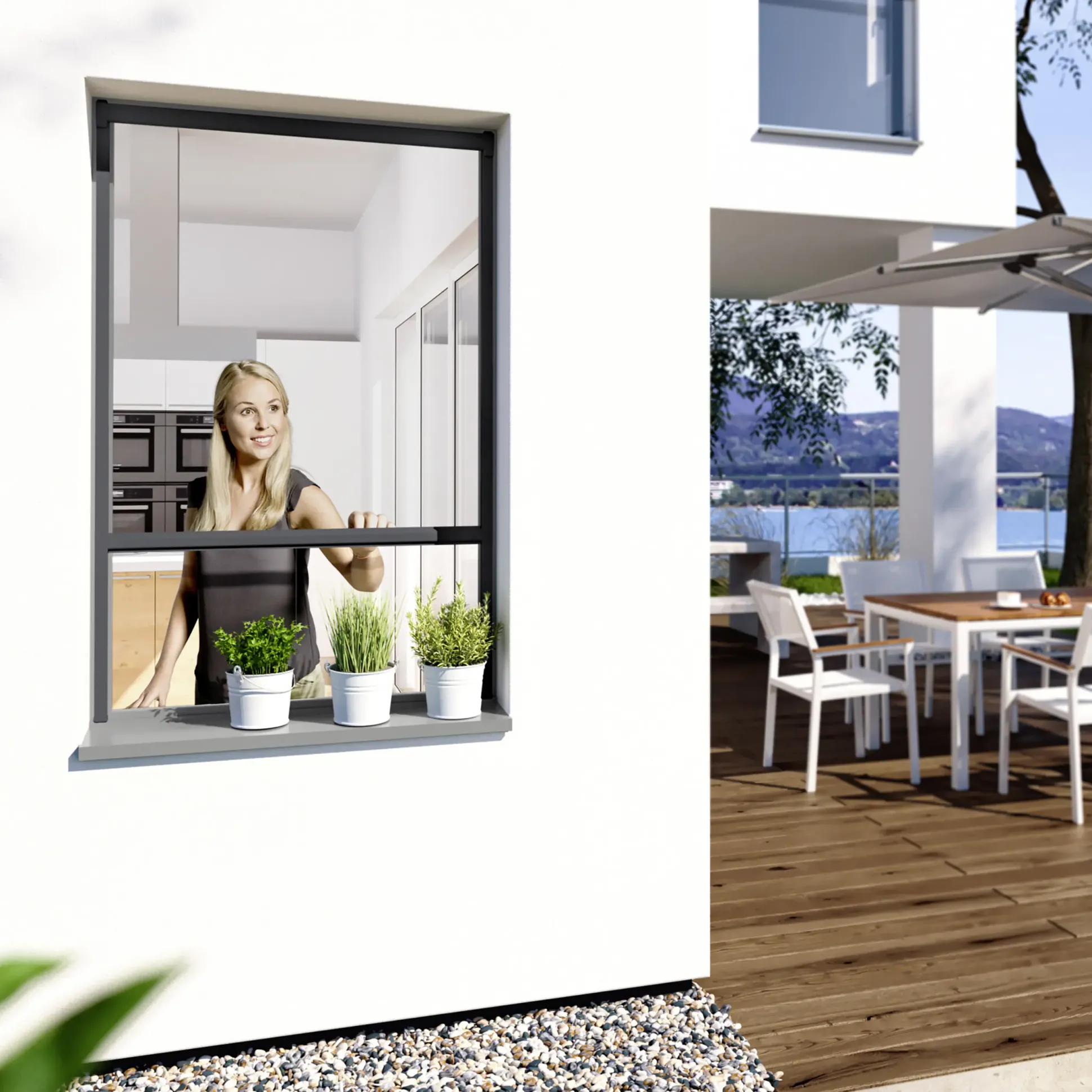 Windhager IS Maßrollo Fenster bis 100 x 160 cm schwarz/anthrazit