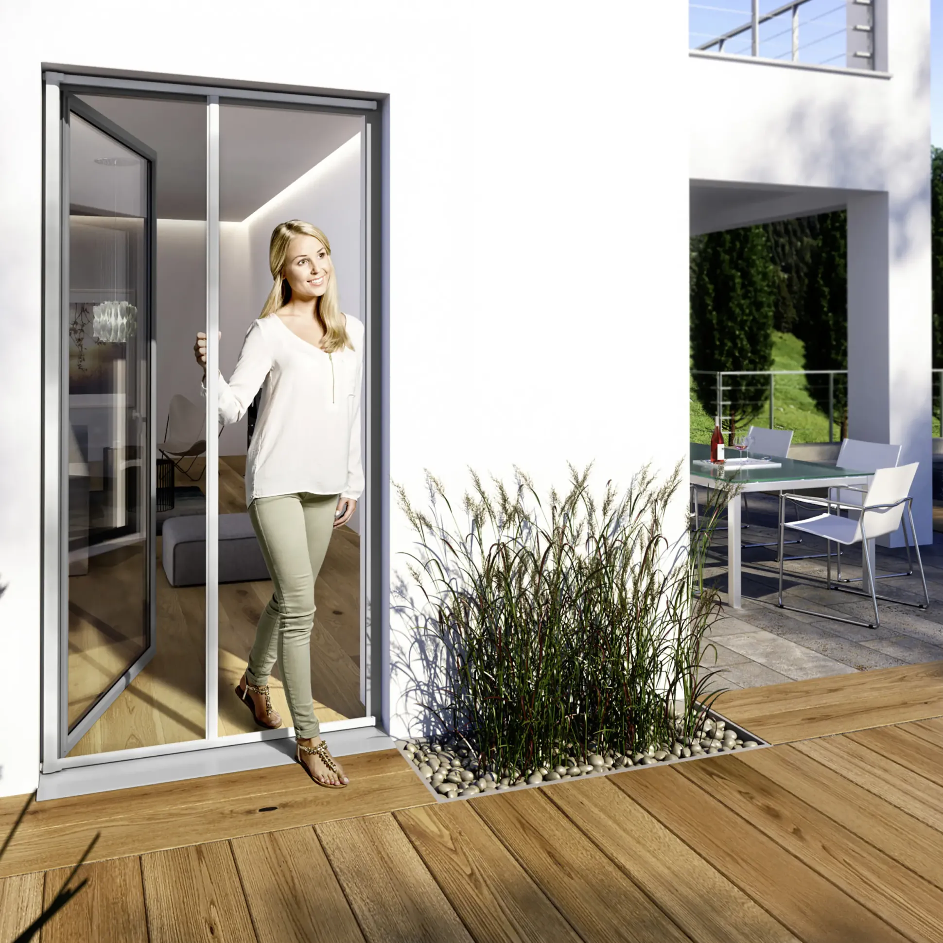 Windhager IS Maßrollo Tür bis 160 x 225 cm schwarz/weiß